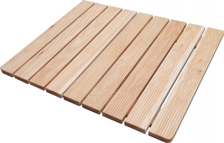 Shower footboard larch wood 55x68cm round corners base 70x90
