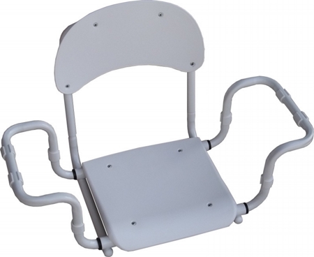 Bathtub seat with backrest polypropylene white TÜV tested